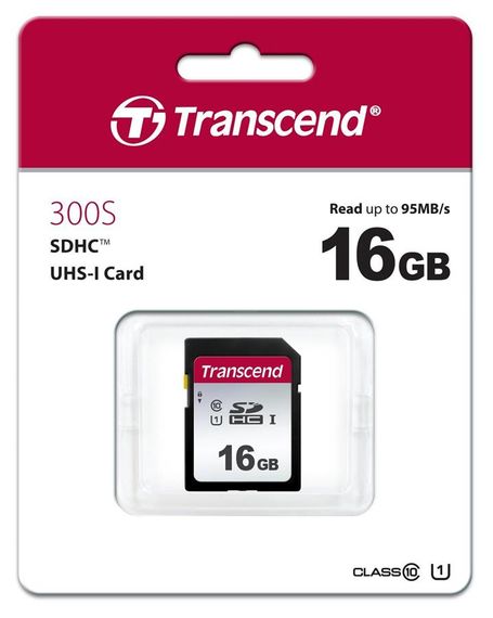 Карта памяти Transcend 16GB SDHC C10 UHS-I  R95/W10MB/s (TS16GSDC300S) | Зображення 1