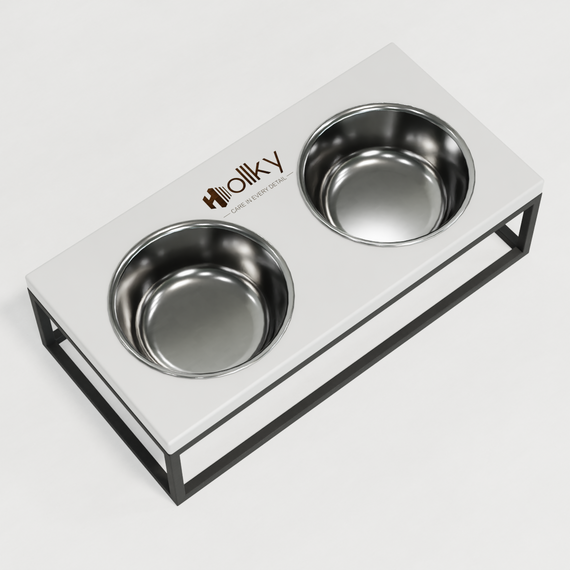 Миски на подставке для средних собак и больших котов Hollky Base M (2 × 0,95 л) BM-422110-GRWH | Зображення 2