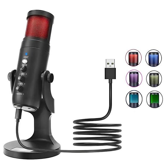Мікрофон конденсаторний для геймінгу Jmary MC-PW9 USB (кардиоидный) Black | Зображення 1