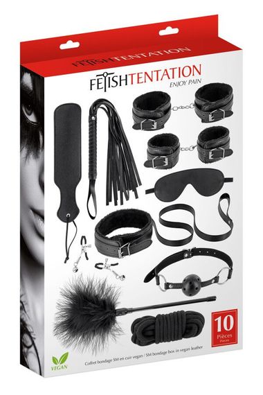 Набор для BDSM Fetish Tentation SM Bondage Box in vegan leather 10pcs | Зображення 4