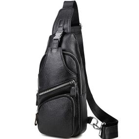 Сумка-слінг чорна чоловіча шкіряна TIDING BAG MK16094