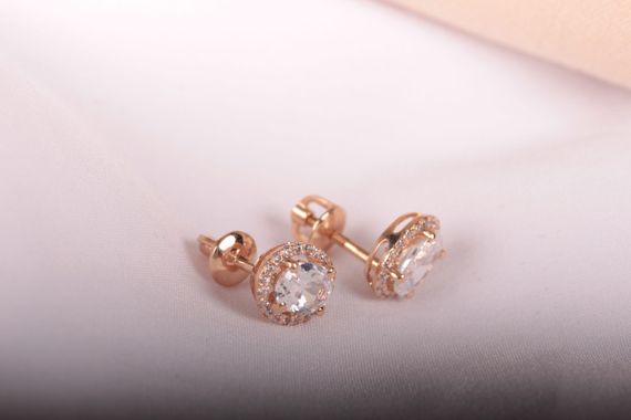 Сережки гвоздики из красного золота | Зображення 4
