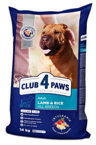 Сухий корм Club 4 Paws Adult All Breeds Lamb & Rice для дорослих собак усіх порід, рис і ягня, 14 кг