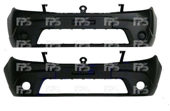 Передний бампер Renault Sandero 08-12 черный, с отв. ПТФ (кроме STEPWAY) (FPS) 8200526596