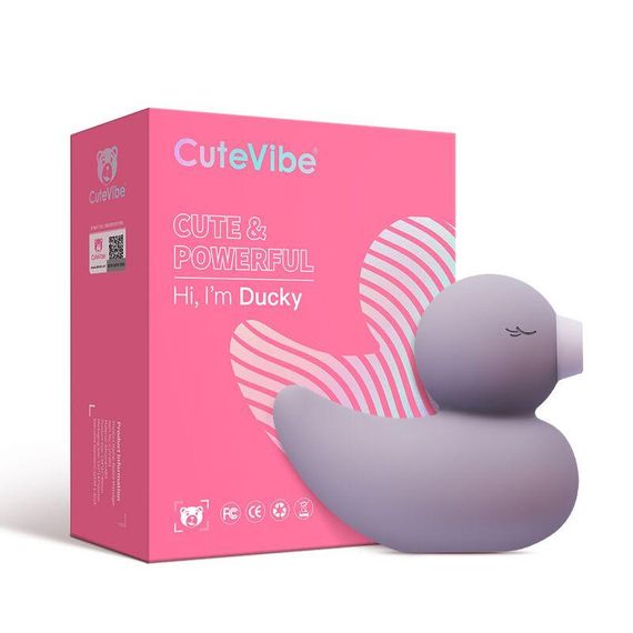 Вакуумний вібратор-качечка CuteVibe Ducky Grey Sex Aura | Зображення 3