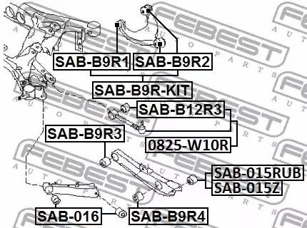 Сайлентблок важеля SUBARU IMPREZA, FEBEST (SABB9R1) | Зображення 1