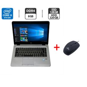 Ультрабук HP EliteBook 840 G3 / 14" (1920x1080) TN / Intel Core i5-6300U (2 (4) ядра по 2.4 - 3.0 GHz) / 8 GB DDR4 / 128 GB SSD + 320 GB HDD / Intel HD Graphics 520 / WebCam / Windows 10 Pro б/в + Подарунок Провідна миша USB / бездротова