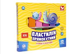 Пластилін 303117001-UA 12 кольорів, прямокутний Школярик