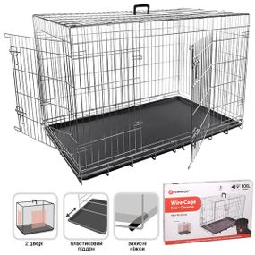 Клітина дводверна для собак Flamingo Wire Cage Keo Silver, 120 см х 76 см х 72 см