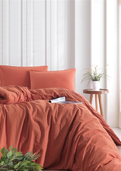 Постільна білизна Limasso Stonewashed Ranforse 200 х 220 см Mecca Orange