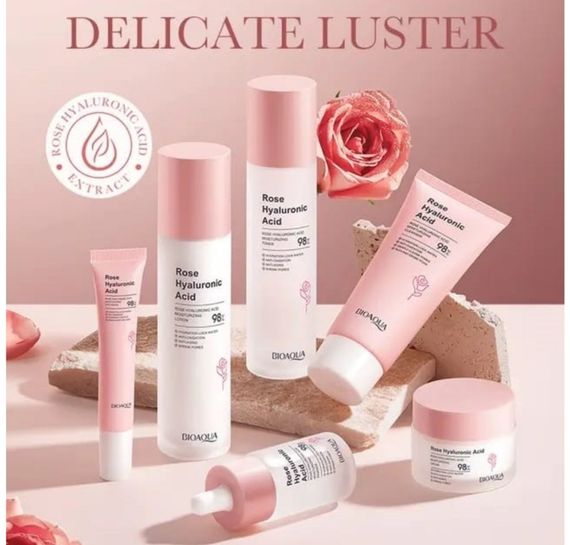 Подарунковий набір косметики для обличчя 6в1 BIOAQUA Rose з гіалуроновою кислотою | Зображення 1