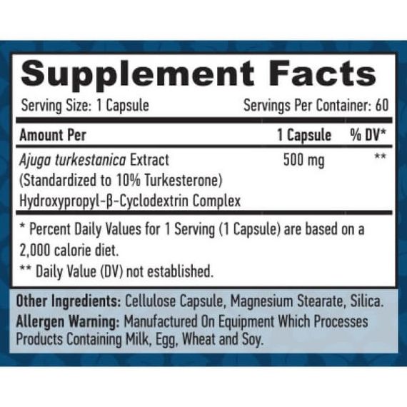 Тестостероновый комплекс Haya Labs Turkesterone 500 mg 60 Caps | Зображення 1