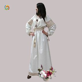 Платье Украинская вышиванка 024887 цвет бежевый размер L/XL