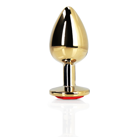 Анальна пробка - Ouch! Metal Butt Plug Medium Gold/Ruby Red Sex Aura | Зображення 4