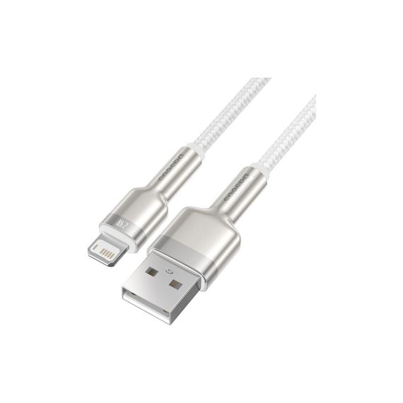 Дата кабель USB 2.0 AM to Lightning 1.0m Cafule Series Metal 2.4A White Baseus (CALJK-A02) | Зображення 1