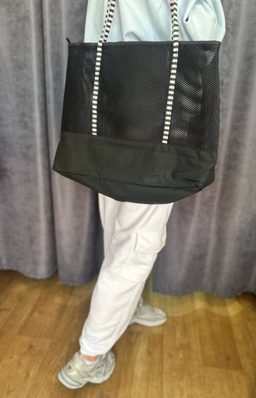 Женская большая пляжная сумка одно отделение на молнии AV320 размер 48/35, черная | Зображення 1