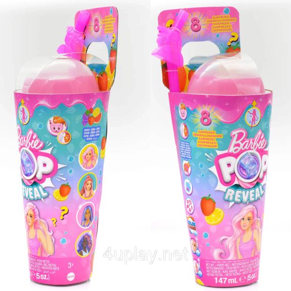 Набір Barbie Pop Reveal Fruit Series Strawberry Lemonade Лялька Барбі Соковиті фрукти Полуничний лимонад, змінює колір | Зображення 4