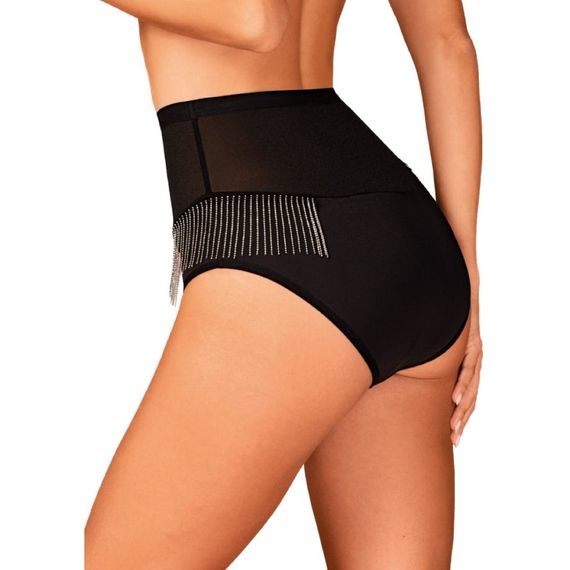 Трусики с высокой посадкой и блестящей бахромой Obsessive Milladis, черный, XS/S Sex Aura | Зображення 3