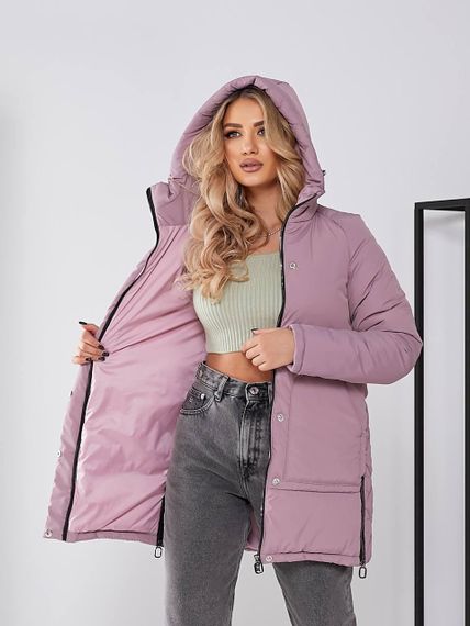 Жіноча зимова куртка з капюшоном, арт. 509, пудра | Зображення 6