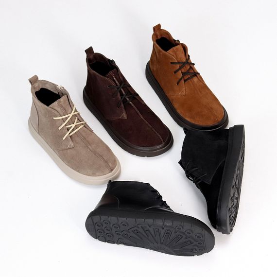 Дизайнерські чорні черевики дезерти натуральна замша в асортименті | Зображення 9