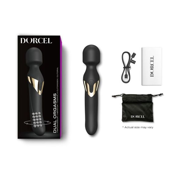 Вибромассажер 2-в-1 Dorcel Dual Orgasms Gold классический массажер и вибратор с жемчужным массажем | Зображення 3