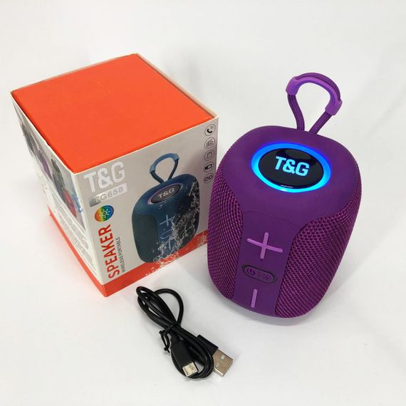 Портативна Bluetooth колонка TG658 8W з RGB підсвічуванням бездротова портативна потужна. Колір: фіолетовий | Зображення 7