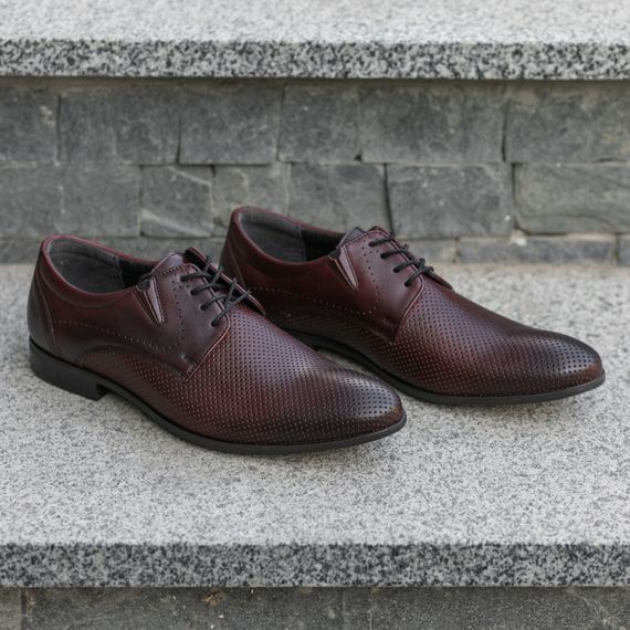 Бордові польські туфлі з нескрізною перфорацією 42 розмір | Зображення 2