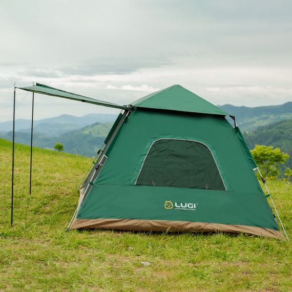 Палатка кемпинговая  3-местная с тентом 235*235*155 см зеленый | Зображення 2