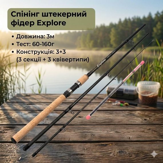 Спінінг штекерний фідер, 3м, 60-160г, 3+3к Explore