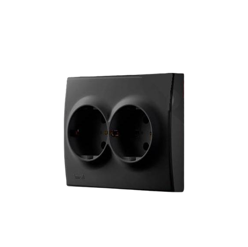 LESYA антрацит Розетка внутрішня 2-а із заземленням Лезард