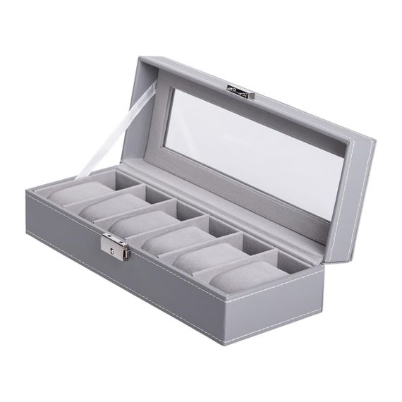 Скринька для наручного годинника 30×11×8 см з еко шкіри на 6 відсіків | Зображення 2
