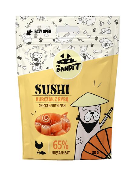 Ласощі для собак з куркою та рибою Mr.Bandit Sushi Chicken Fish, 80 гр