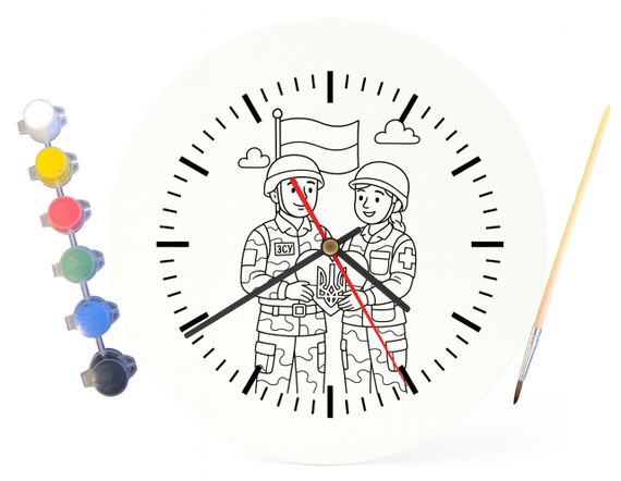 Детский набор для творчества часы раскраска Вооруженные силы Украины 30 см (Г0059) | Зображення 3