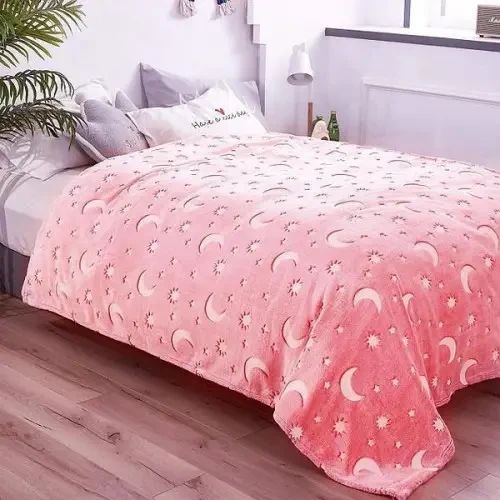 М'яка ковдра-плед зоряне небо 100х150 см Світиться в темряві Magic Blanket Рожеве | Зображення 2