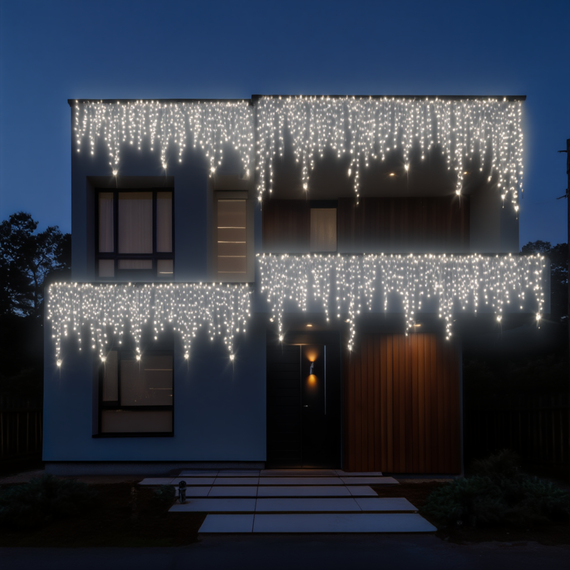 Уличная гирлянда Бахрома 20 м 335 LED гирлянда штора черный провод Белый 20MBW | Зображення 2