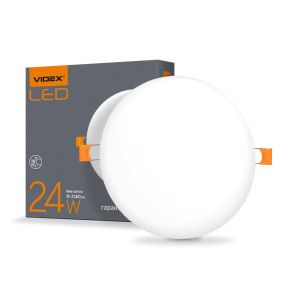 Світильник вбудований LED Videx 24W 4100K безрамковий круглий VL-DLFR-244