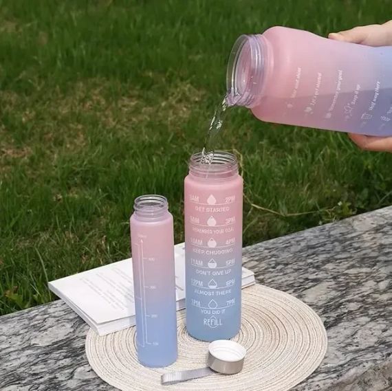 Пляшка для води 3 в 1 Bottle AND264 Рожево-блакитна комплект із 3 спортивних пляшок для води | Зображення 6