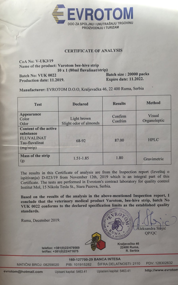 Варотом (флувалінат) Евротом. Сербія. ( 10 смужок-1уп. ) | Зображення 7
