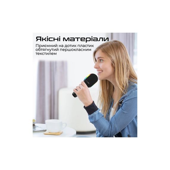 Мікрофон Promate VocalMic Bluetooth 2 x AUX LED Black (vocalmic.black) | Зображення 9