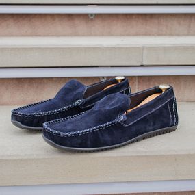 Сині чоловічі мокасини з натуральної замші 41 розмір