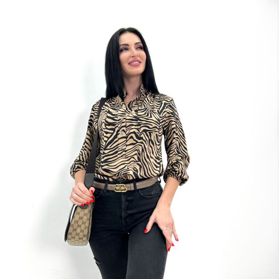 Женская стильная блуза с принтом GF04199 цвет капучино, размер 50/52