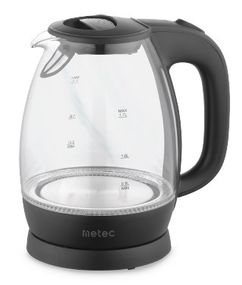Електрочайник EK-03GB 1.7л, 1850-2200Вт, корпус скло, чорний Metec 700014