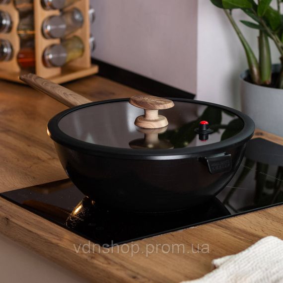 Алюмінієва сковорода 5.6 л з керамічним покриттям антипригарним Ø 30 см чорна MGC HP-4-460B | Зображення 4