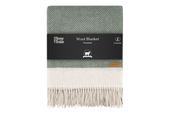 Плед Ardesto Leonardo Bianco 140x200см, 100% вовна, зелений (ART0504LB)