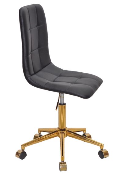 Крутий зі спинкою з регулюванням висоти Tom GD-Modern Office, на золотій хрестовині з колесами Шкірзам чорний | Зображення 2
