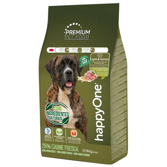 Корм happyOne Premium Dog Light&Senior Fresh Meat сухой для малоактивных и пожилых собак всех пород 4 кг