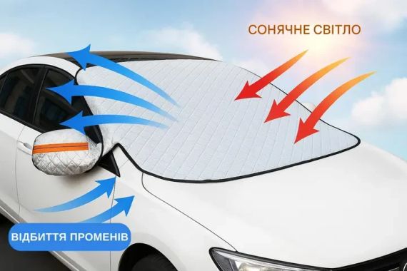 Накидка на лобове скло захист від снігу 150х70 см чохол для машини від сонця дощу зимовий тент | Зображення 7
