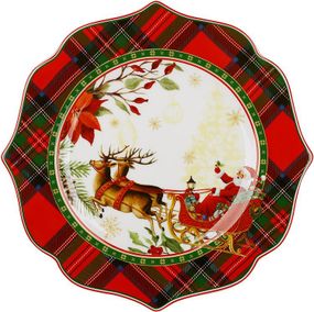Тарілки порцелянові "Christmas Story" 4 тарілки Ø21см, червоний з білим