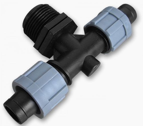 Трійник Bradas крапельна стрічка х2 / різьба зовнішня 1/2" 25 шт