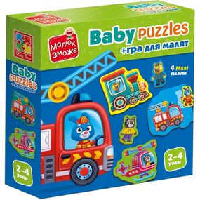 Детские развивающие картонные пазлы "Транспорт. Животные" VT1722-28 с игрой